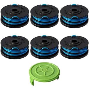 THTEN 2900719 Trimmer Spool Line Replacement for Greenworks 20ft 0.065 inch 2101602 2101602A STBA40B210, 2101602, ST40B410, BST4000 Dual line String Trimmers+3410468 Cap Covers Parts