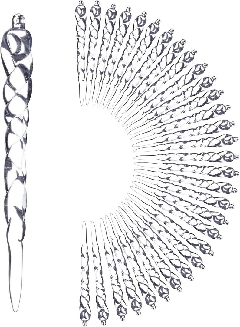 Christmas Ornaments 30pcs Crystal Hanging Acrylic Icicle Drop Xmas Tree Decoration Winter New Year Holiday Wedding Party Home Office Decor