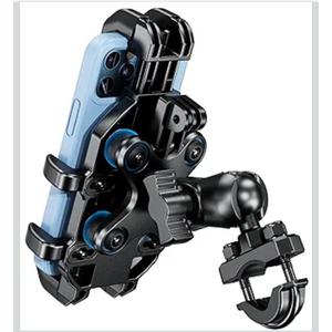 BRCOVAN Motorcycle Phone Mount Holder with Vibration Dampener, Anti-Shake Handlebar Cellphone Cradle for Bike Bicycle Scooter ATV, Adjustable Fit 5.4-6.9'' Smartphone