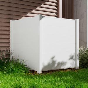 Air Conditioner Fence for Outside Privacy Fence Panels 48" Wx48 H, Pool Equipment Enclosure Ac Fence for Outside Privacy Screens Outdoor, White Vinyl Fence Trash Can Enclosure
