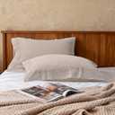CHUFFED 100% French Linen Pillowcases with Embroidery Lace,French Vintage Style Stone Washed Breathable Pillow Covers Queen Size Set of 2 with Envelope Closure for Decor,20x30 inches, Natural Linen