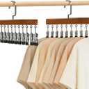 Closet Organizer with 12 Clips, Space Saving Hangers for Clothes, Hanging Closet Organizers and Storage, Wooden Socks Hats Pants Hangers with Clips, for Small Room Organization (2 Pack)