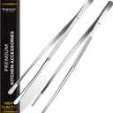 2 Pcs 12-Inch Fine Tweezer Tongs,Extra-Long Stainless Steel Tweezers Tongs (Silver)