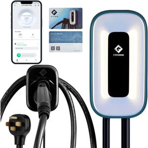 EV Charger Level 250 Amp Charge Station, 240V,Indoor/Outdoor EVSE, 25Ft Cable Level 2 ev Charger, 2.4GWiFi/APP/RFID Card (NEMA14-50 Plug or Hardwired)