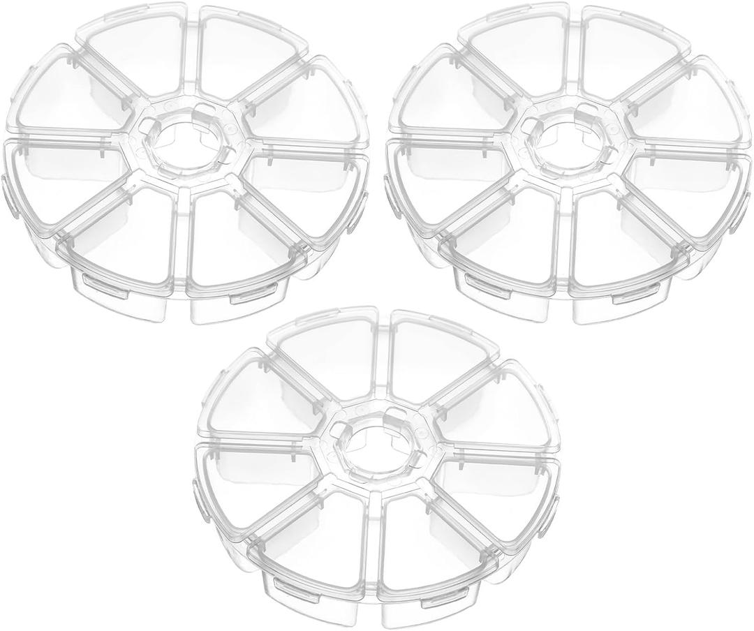 3 PCS 8 Grids Clear Round Bead Organizer Box, Plastic Compartment Organizer Box Jewelry Bead Display Organizers Container for Jewelry Beads Rings Earrings