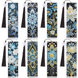 8 Pieces Mandala Diamond Art Bookmarks 5d Floral Beaded Bookmark Acrylic Tassel Bookmark for DIY Making Beginners Kids Adults Arts Craft Supplies (Flower)