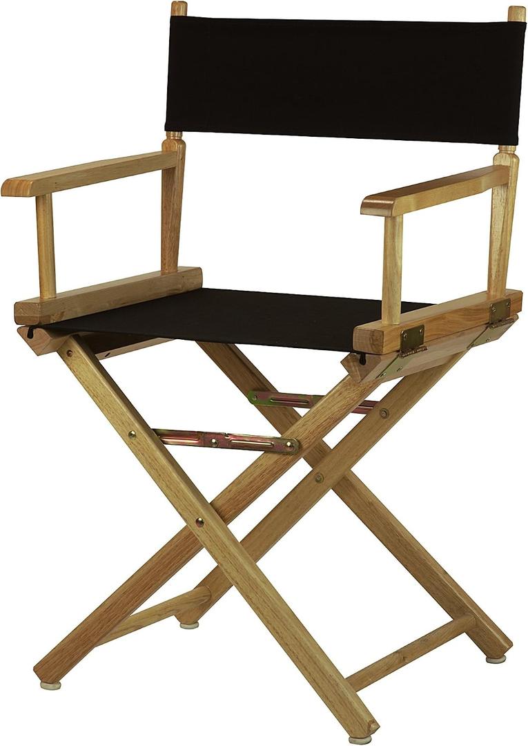Casual Home 18" Director's Chair Natural Frame with Black Canvas, 18 in