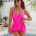Blooming Jelly Womens One Piece Swimsuit Tummy Control Bathing Suit Gold Metal Tie Knot 2026 Swim Dress (Pink, XL)
