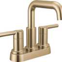 Delta Nicoli Centerset Brushed Gold Bathroom Faucet with Sprayer, 4 Inch 3 Hole Bathroom Sink Faucet with Pull Out Sprayer, Push-Pop Drain, Champagne Bronze 25849LF-CZ