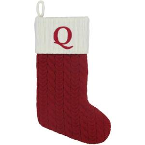 St. Nicholas Square Red Cable Knit Monogram Christmas Stocking, 21-Inch (Letter Q)