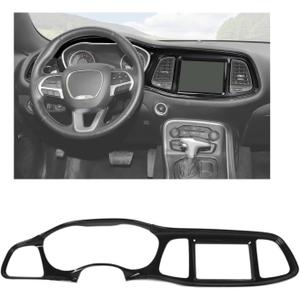 Voodonala Dashboard Instrument Cluster Panel Cover Trim for Dodge Challenger 2015-2026, Center Console Gauge Cluster Protector Interior Accessories, Black 4pcs