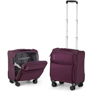 Hanke 16 Inch Underseat Carry On Luggage with Spinner Wheels Airline Approved, Small Rolling Suitcase Softside Underseater Lightweight TSA Travel Roller Suitcase Carry-On Bag(Purple)