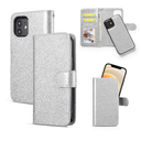 QLTYPRI Case for iPhone 12 Pro Max Premium PU Leather Rubber Silicone Bumper Card Holder Magnetic Detachable Wallet Case Cover for iPhone 12 Pro  (6.7 inch) - Silver