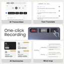 AI Voice Recorder, AI Note Taker w/APP Control and Transcription & Summarize, 150 Languages, Noise Cancellation, 64GB Memory, Pocket Note Pro Taking Device for Meeting, Interviews & Calls