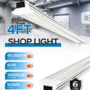 Upgrade Super Bright 6 Pack 60W LED Shop Lights 4FT 9000LM 5000K for Shop