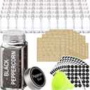 SWOMMOLY 66 Glass Spice Jars with 703 Spice Labels, Chalk Marker and Funnel Complete Set. 66 Square Glass Jars 4oz, Airtight Cap, Pour/sift Shaker Lid