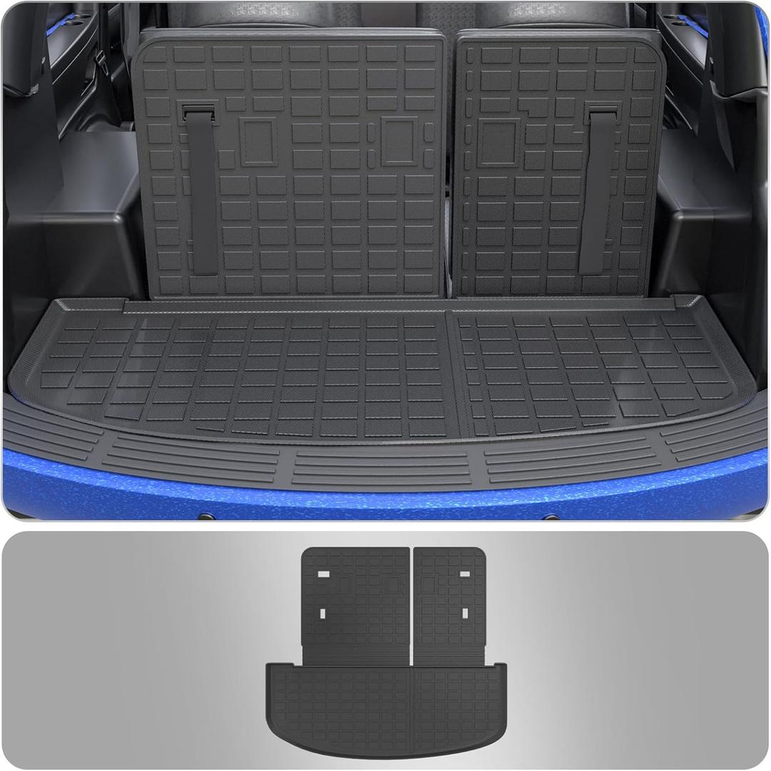 Cargo Mat Compatible with 2020-2025 Kia Telluride Trunk Mat Cargo Liner Trunk Liner TPE All Weather Back Seat Cover Protector 2024 Telluride Accessories (Trunk Mat with Backrest Mat)
