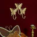 SOFFEE DESIGN Butterfly Gold Metal Wall Rack, Tiered Entryway Organizer with 3 Hooks, Fluttering Wing Design for Keys