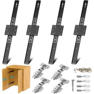 Sliding Hidden Door Track, Pocket Door Hardware, Smooth Gliding Pocket Door Slides with Hinges for Cabinet and Recessed Doors (24IN, Set, 2)
