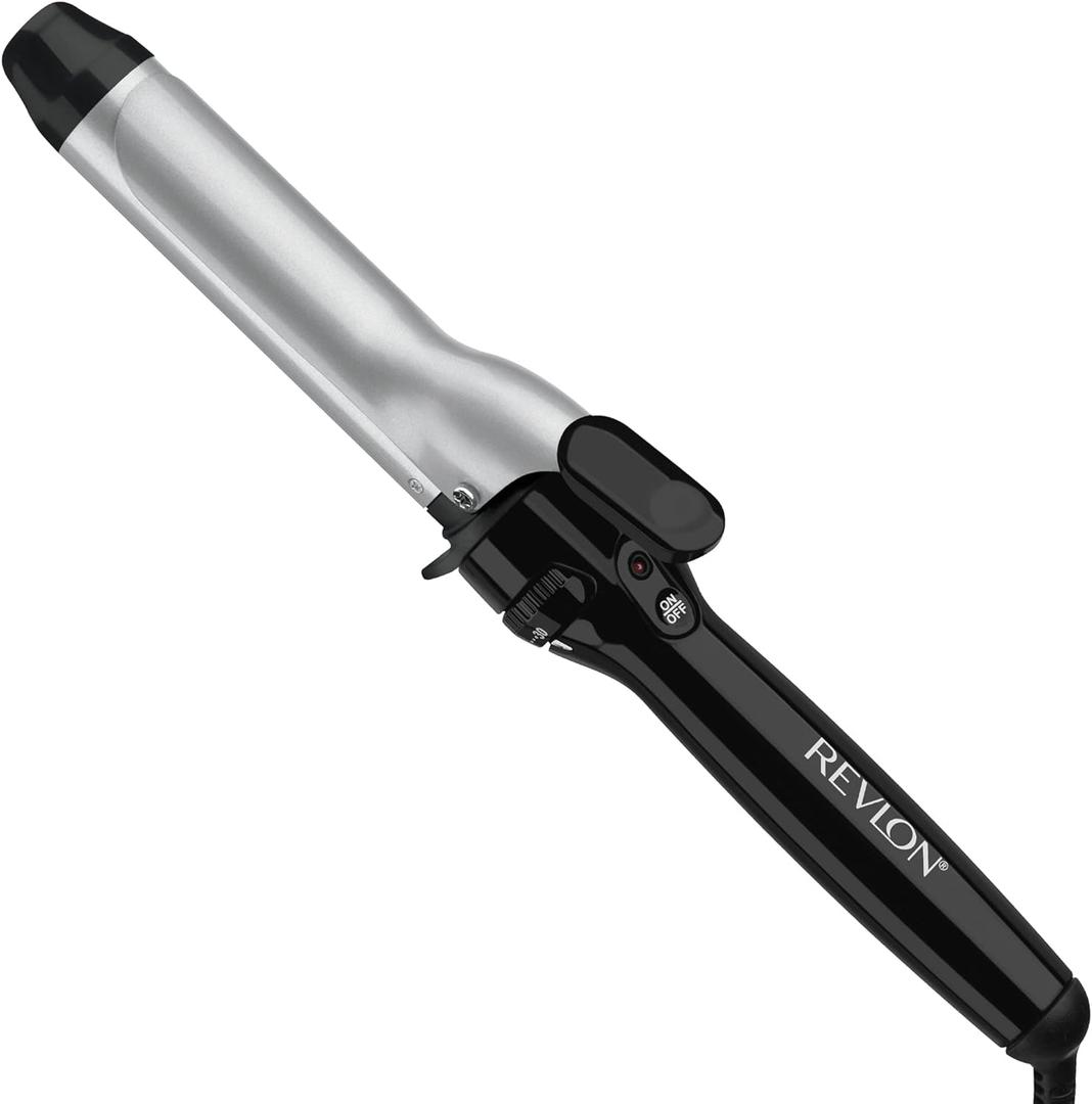 Revlon Perfect Heat Triple Ceramic Curling Iron | For Silky Smooth Tousled Curls (1-1/4 in) (Silver & Black)