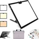 Rechargeable A3 LED Light Pad with Carry Bag, Adjustable Brightness Light Box with 3 Colors, Built-in Stand, 2500mAh Battery, Magnetic Clip, Light Board for Tracing Diamond Painting Sketching