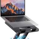 OMOTON Laptop Stand with 360 Rotating Base, Ergonomic Laptop Riser for Collaborative Work, Easy Storage, Fits MacBook/All Laptops up to 14 inches, Black