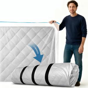 Memory Foam Mattress Vacuum Bag, Heavy-Duty Mattress Storage Bag for Moving and Transport, Mattress Compression Bag with Straps & Dual-Zip Seal (Twin/Twin XL)