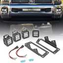4x 3 Inch 24W Dually LED Fog Light Pods with Quick-Detach Wiring Plug and Fog Lamp Location Mounting Bracket Compatible with Dodge Ram 1500 2500 3500 2009-2019