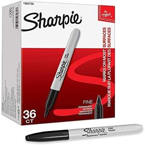 Sharpie Permanent Marker Fine Point,Fine Point Black Permanent Marker Quick Drying/Waterproof - 36 Count (1 Pack)