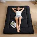 Japanese Floor Mattress, 3.5" Thicken Futon Mattress Tatami Mat, High Density Foam Support for Adult Kids Sleep, Portable Futon Sofa Bed for Camping, Pet Mat, Twin 80"x 39"（Black）