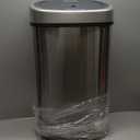 NINESTARS DZT-50-9 Automatic Touchless Infrared Motion Sensor Trash Can, 13 Gal 50L, Stainless Steel Base (Oval, Silver/Black Lid)