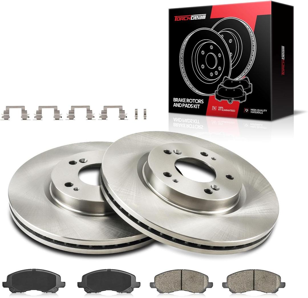 Torchbeam Front Brakes and Rotors Kit Front Brake Pads Brake Rotors and Pads Compatible with Jeep Patriot, Compass, Avenger, Outlander,Chrysler 200,Caliber,Brake Pads and Rotors Kit, 6pcs, 31346 D866