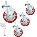 Heavy Duty Stem Caster Wheels Soft PU Threaded Stem Casters 1/2"-13 x 1 (Stem Diameter 1/2", Stem Length 1") Dual Locking with Side Brakes Casters Set of 4 (4 Inch)