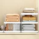 Vaela 4 Pack Stackable Closet Organizers and Storage Shelves,Transparent Multifunctional &Foldable Sweater Storage for Closet, Bathroom, Kitchen, Cupboard, Laundry Room, and Office