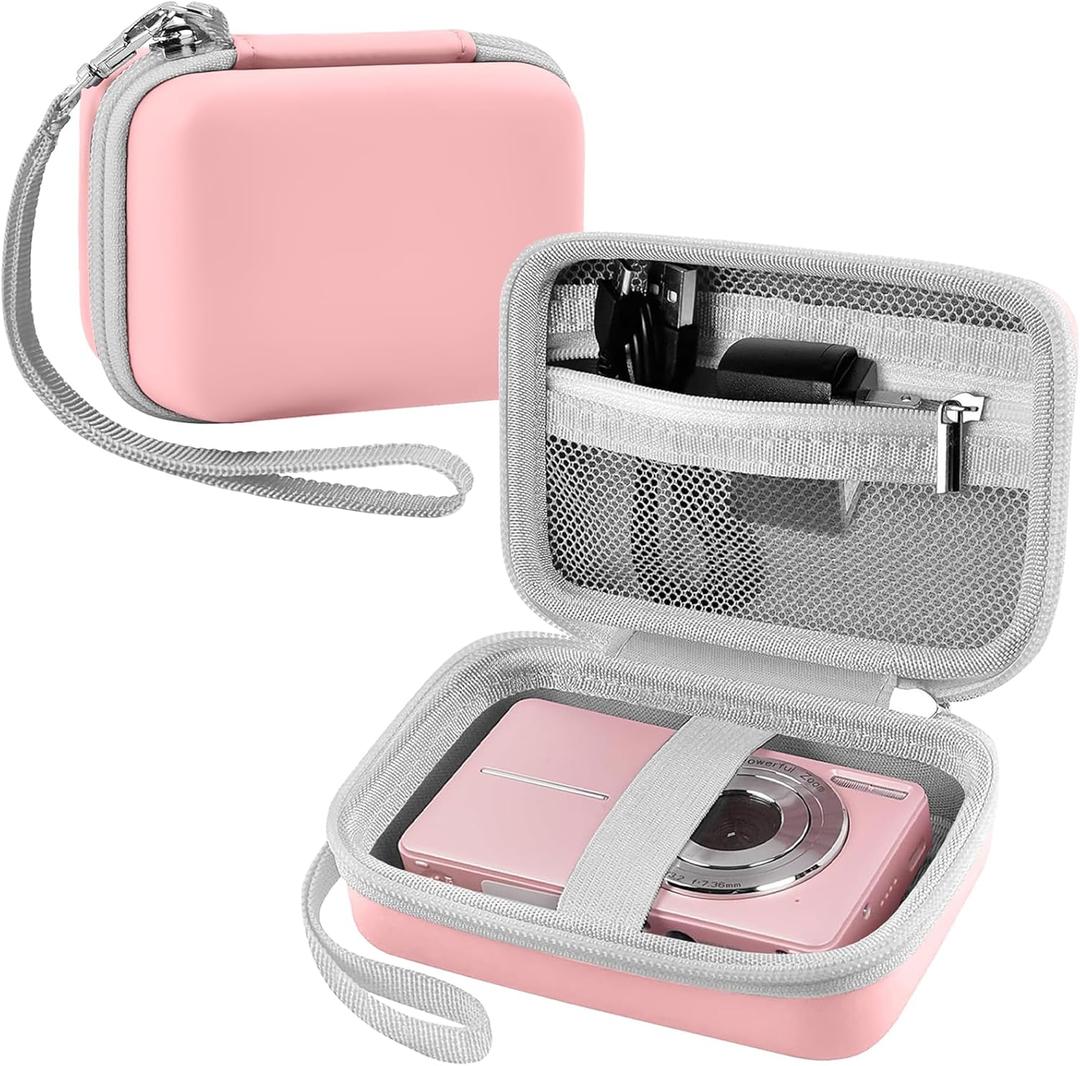 Leayjeen Digital Camera Case Compatible with CAMKORY/KODAK PIXPRO FZ45/FZ55/Canon PowerShot ELPH 180/ Sony DSCW800/ FHD 1080P 44MP Point Digital Camera,Compact Digital Camera-Pink (Case Only)