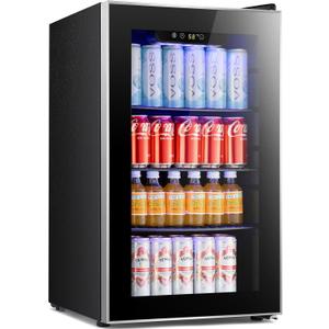 Antarctic Star Beverage Refrigerator Cooler ETL Approved - 95 Can Mini Fridge Glass Door for Soda Beer Wine, 32-61, Quiet Compressor, Removable Shelves for Home, Office or Bar, 2.3 cu.ft (Black)