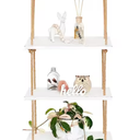 3 Tier Wall Hanging Shelf White - Wood Hanging Shelves for Wall - Floating Shelves for Bedroom Living Room Bathroom Kitchen - Hanging Plant Shelf - Rope Triangle Window Farmhouse Tall Shelf
