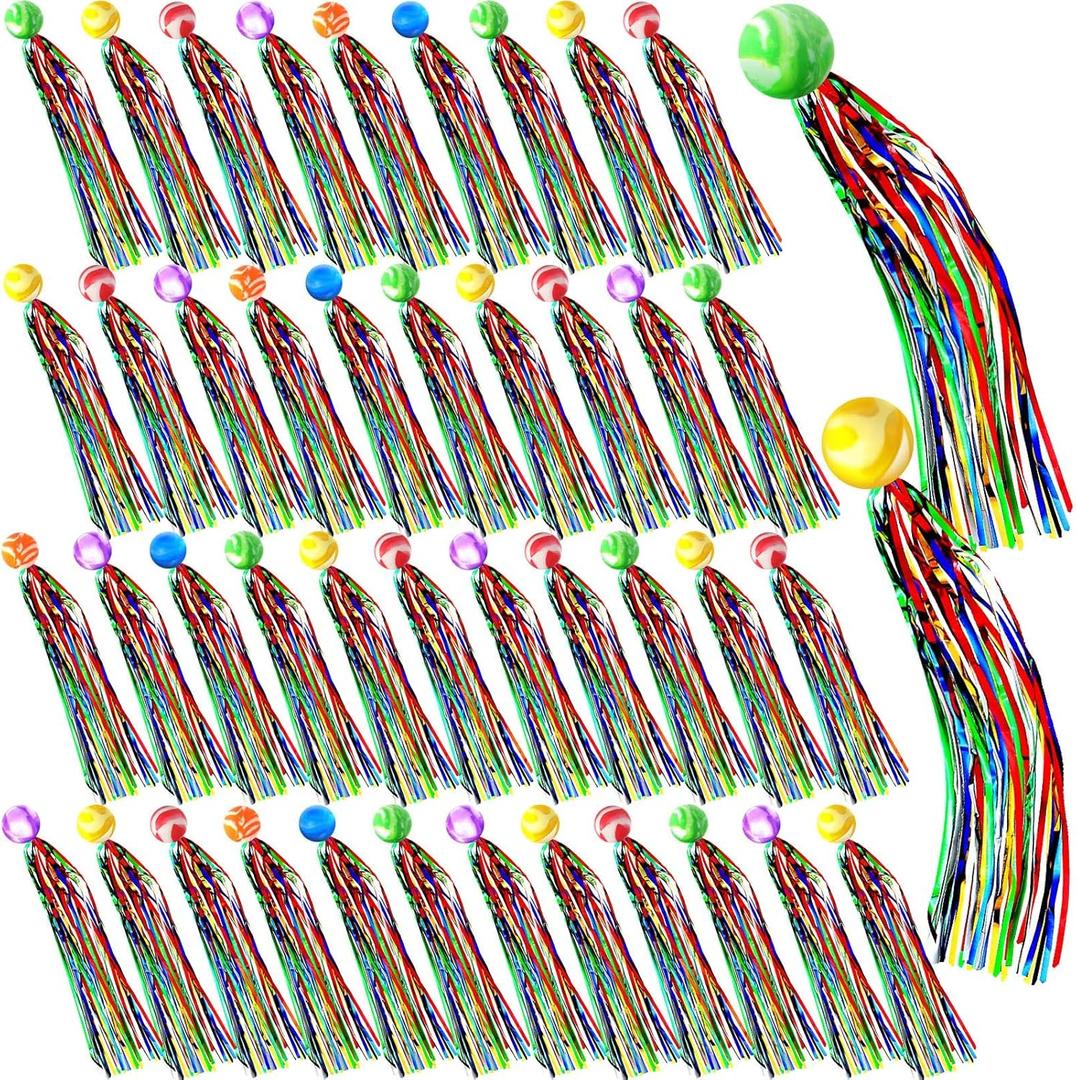 Aoriher Comet Balls Bouncy Party Favors with Colorful Streamers Mini Rubber Ball Bulk Birthday Goodie Bag Stuffers Assorted Colors Rainbow Party Favors(90 Pcs)