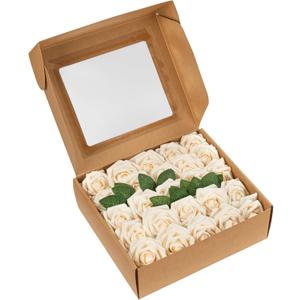 1 Set, Artificial DIY Foam Rose Stems (50 Pcs) - Cream for Home, Event Venue, and Craft Project