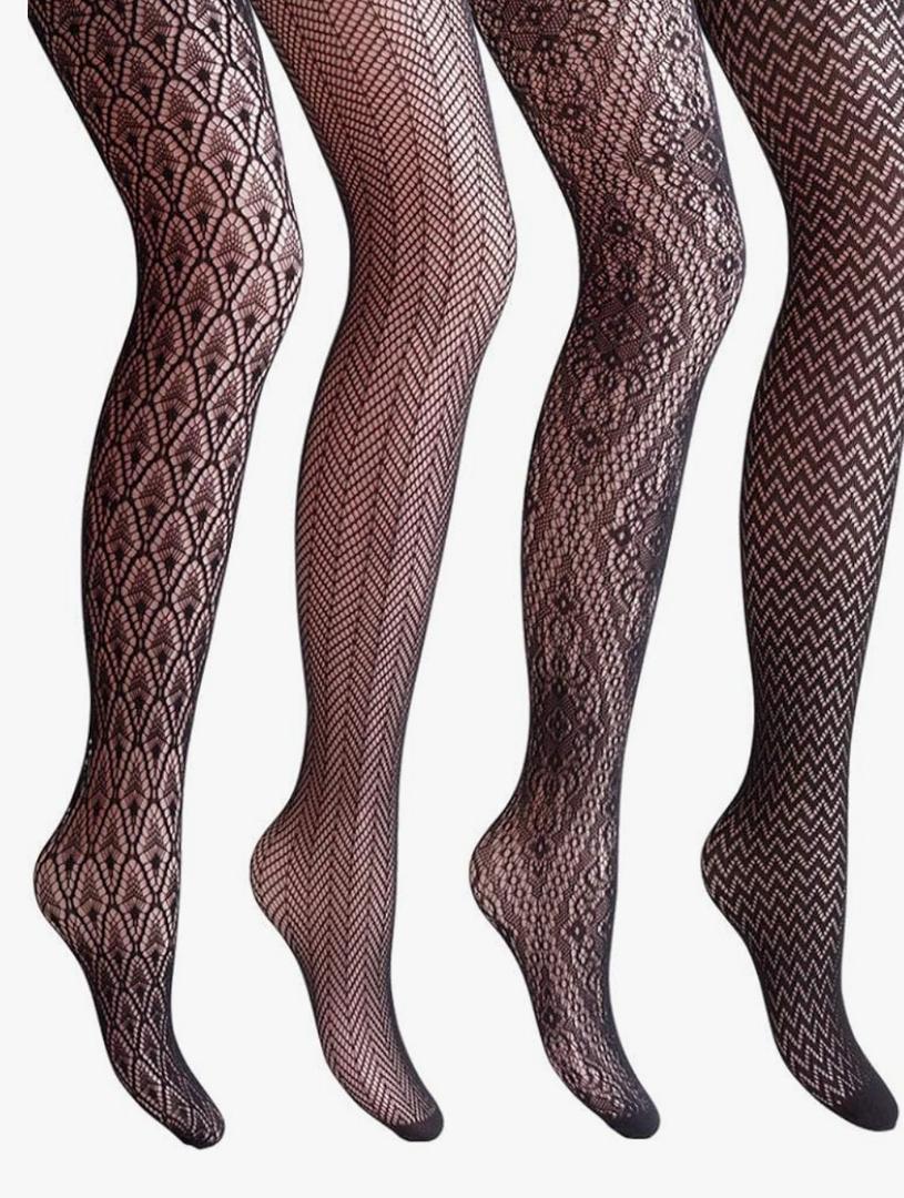 VERO MONTE Women Patterned Fishnet Tights Black Fishnets Net Stockings Pantyhose, One Size