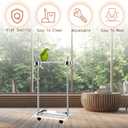 Tandefio Parrot Stand Bird Play Stand 21.65 x 15.35 x 27.95 Inches Large Metal Stainless Steel Bird Playstand Adjustable Height Perch with Universal Wheels and Feeding Bowls