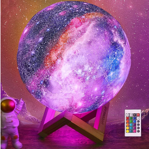 7.9 inch Large Moon Lamp Galaxy Starry Moon Night Light with Touch and Remote Control 16 Colors as Cool Lamp Gift for Boys or Girls