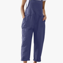 Women Long Casual Loose Bib Pants Overalls Baggy Rompers Jumpsuits with Pockets, 3XL, Purple