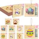 8Pcs Easter Money Holders for Cash Gift, Easter Wooden Money Holders Card Bunnies Ornaments for Holiday Tree Ornaments Table Centerpiece Decorations