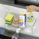 Akalin Sponge Holder for Kitchen Sink,Plastic Sink Caddy,Dish Sponge Holder with Auto Draining Tray,Kitchen Storage Rack-Soap,Dish Cloth,Brush,Scrubber (Clear)