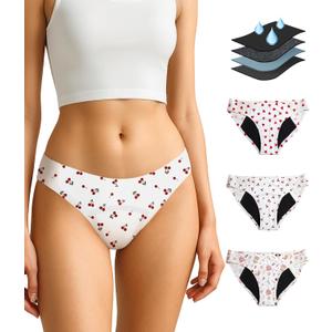 Period Underwear for Teen Girl - Brief Style Seamless Teen Girl Period Underwear Heavy Flow Leak Proof 3pcs Panties (White, XXL)