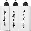 Shampoo and Conditioner Dispenser (Set of 3, 21oz) Modern Refillable Shampoo Pump Bottles for Shower Soap - Empty Body Wash Dispenser Set for Bathroom