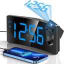 GOLOZA Projection Alarm Clock, Digital Clock with 180 Rotatable Projector, 3-Level Brightness Dimmer, Clear LED Display, USB Charger, Progressive Volume, 9mins Snooze,12/24H, for Bedroom
