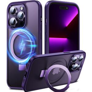 Chicfun 3-in-1 [Magnetic+Kickstand+Ring Holder] for iPhone 14 Pro Max Case Stand Ring Holder Compatible with MagSafe, Military Shockproof Protective iPhone 14 Pro Max Phone Case Kickstand Cover (Deep Purple)