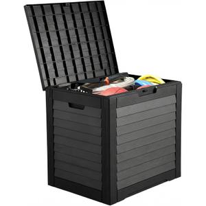 YITAHOME 35 Gallon Outdoor Storage Box, Waterproof Resin Deck Box and Package Delivery with Lockable Lid for Patio Furniture Cushions, Pool Accessories, Garden Tools, Black
